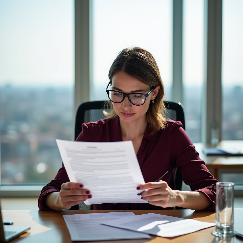 Osoba koja čita kreditni ugovor i analizira uvjete